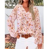 image:imageBTFBM Blouses for Women Dressy Casual Floral Summer Boho Tops V Neck Lightweight Long Sleeve Shirts Spring Clothes 2026Floral Orange