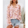 image:imageBTFBM Blouses for Women Dressy Casual Floral Summer Boho Tops V Neck Lightweight Long Sleeve Shirts Spring Clothes 2026Floral Orange