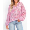 image:imageBTFBM Blouses for Women Dressy Casual Floral Summer Boho Tops V Neck Lightweight Long Sleeve Shirts Spring Clothes 2026Floral Print Pink