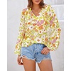 image:imageBTFBM Blouses for Women Dressy Casual Floral Summer Boho Tops V Neck Lightweight Long Sleeve Shirts Spring Clothes 2026Floral Yellow