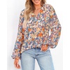 image:imageBTFBM Blouses for Women Dressy Casual Floral Summer Boho Tops V Neck Lightweight Long Sleeve Shirts Spring Clothes 2026Multicolor Dark Blue