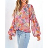 image:imageBTFBM Blouses for Women Dressy Casual Floral Summer Boho Tops V Neck Lightweight Long Sleeve Shirts Spring Clothes 2026Multicolor Red