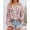 image:imageBTFBM Blouses for Women Dressy Casual Floral Summer Boho Tops V Neck Lightweight Long Sleeve Shirts Spring Clothes 2026Pink Blue Flower White