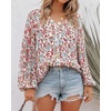 image:imageBTFBM Blouses for Women Dressy Casual Floral Summer Boho Tops V Neck Lightweight Long Sleeve Shirts Spring Clothes 2026Pink Blue Flower White