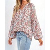 image:imageBTFBM Blouses for Women Dressy Casual Floral Summer Boho Tops V Neck Lightweight Long Sleeve Shirts Spring Clothes 2026Pink Blue Flower White