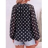 image:imageBTFBM Blouses for Women Dressy Casual Floral Summer Boho Tops V Neck Lightweight Long Sleeve Shirts Spring Clothes 2026Polka Dot Black White