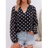image:imageBTFBM Blouses for Women Dressy Casual Floral Summer Boho Tops V Neck Lightweight Long Sleeve Shirts Spring Clothes 2026Polka Dot Black White