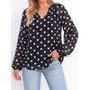 image:imageBTFBM Blouses for Women Dressy Casual Floral Summer Boho Tops V Neck Lightweight Long Sleeve Shirts Spring Clothes 2026Polka Dot Black White