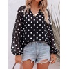 image:imageBTFBM Blouses for Women Dressy Casual Floral Summer Boho Tops V Neck Lightweight Long Sleeve Shirts Spring Clothes 2026Polka Dot Black White