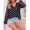 image:imageBTFBM Blouses for Women Dressy Casual Floral Summer Boho Tops V Neck Lightweight Long Sleeve Shirts Spring Clothes 2026Polka Dot Black White