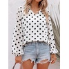 image:imageBTFBM Blouses for Women Dressy Casual Floral Summer Boho Tops V Neck Lightweight Long Sleeve Shirts Spring Clothes 2026Polka Dot White Black