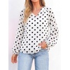 image:imageBTFBM Blouses for Women Dressy Casual Floral Summer Boho Tops V Neck Lightweight Long Sleeve Shirts Spring Clothes 2026Polka Dot White Black