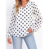 image:imageBTFBM Blouses for Women Dressy Casual Floral Summer Boho Tops V Neck Lightweight Long Sleeve Shirts Spring Clothes 2026Polka Dot White Black