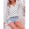 image:imageBTFBM Blouses for Women Dressy Casual Floral Summer Boho Tops V Neck Lightweight Long Sleeve Shirts Spring Clothes 2026Polka Dot White Black