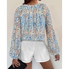 image:imageBTFBM Blouses for Women Dressy Casual Floral Summer Boho Tops V Neck Lightweight Long Sleeve Shirts Spring Clothes 2026Print Blue White