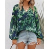 image:imageBTFBM Blouses for Women Dressy Casual Floral Summer Boho Tops V Neck Lightweight Long Sleeve Shirts Spring Clothes 2026Print Green