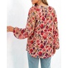 image:imageBTFBM Blouses for Women Dressy Casual Floral Summer Boho Tops V Neck Lightweight Long Sleeve Shirts Spring Clothes 2026Red Flower Orange