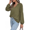 image:imageBTFBM Blouses for Women Dressy Casual Floral Summer Boho Tops V Neck Lightweight Long Sleeve Shirts Spring Clothes 2026Solid Army Green