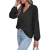 image:imageBTFBM Blouses for Women Dressy Casual Floral Summer Boho Tops V Neck Lightweight Long Sleeve Shirts Spring Clothes 2026Solid Black