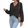 image:imageBTFBM Blouses for Women Dressy Casual Floral Summer Boho Tops V Neck Lightweight Long Sleeve Shirts Spring Clothes 2026Solid Black