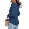 image:imageBTFBM Blouses for Women Dressy Casual Floral Summer Boho Tops V Neck Lightweight Long Sleeve Shirts Spring Clothes 2026Solid Blue