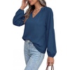 image:imageBTFBM Blouses for Women Dressy Casual Floral Summer Boho Tops V Neck Lightweight Long Sleeve Shirts Spring Clothes 2026Solid Blue