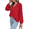 image:imageBTFBM Blouses for Women Dressy Casual Floral Summer Boho Tops V Neck Lightweight Long Sleeve Shirts Spring Clothes 2026Solid Red