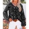 image:imageBTFBM Blouses for Women Dressy Casual Floral Summer Boho Tops V Neck Lightweight Long Sleeve Shirts Spring Clothes 2026White Flower Black