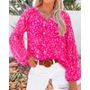 image:imageBTFBM Blouses for Women Dressy Casual Floral Summer Boho Tops V Neck Lightweight Long Sleeve Shirts Spring Clothes 2026White Flower Rose Red