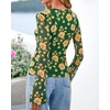 image:imageBTFBM Button Down Shirts for Women 2026 Spring Boho Tops V Neck Long Sleeve Blouses Ruched Mesh Fitted Fashion ClothingArmy Green