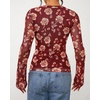 image:imageBTFBM Button Down Shirts for Women 2026 Spring Boho Tops V Neck Long Sleeve Blouses Ruched Mesh Fitted Fashion ClothingBrown