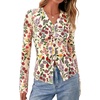 image:imageBTFBM Button Down Shirts for Women 2026 Spring Boho Tops V Neck Long Sleeve Blouses Ruched Mesh Fitted Fashion ClothingFloral Apricot Multi