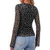 image:imageBTFBM Button Down Shirts for Women 2026 Spring Boho Tops V Neck Long Sleeve Blouses Ruched Mesh Fitted Fashion ClothingPolka Dot Black White