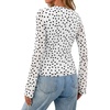 image:imageBTFBM Button Down Shirts for Women 2026 Spring Boho Tops V Neck Long Sleeve Blouses Ruched Mesh Fitted Fashion ClothingPolka Dot White Black