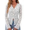 image:imageBTFBM Button Down Shirts for Women 2026 Spring Boho Tops V Neck Long Sleeve Blouses Ruched Mesh Fitted Fashion ClothingPolka Dot White Black