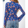image:imageBTFBM Button Down Shirts for Women 2026 Spring Boho Tops V Neck Long Sleeve Blouses Ruched Mesh Fitted Fashion ClothingRoyal Blue