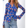 image:imageBTFBM Button Down Shirts for Women 2026 Spring Boho Tops V Neck Long Sleeve Blouses Ruched Mesh Fitted Fashion ClothingRoyal Blue