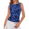 image:imageBTFBM Womens Tank Tops 2026 Summer Floral Mesh Sleeveless Boat Neck Slim Fit Shirts Casual Spring Ruched Going Out TopRoyal Blue