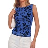 image:imageBTFBM Womens Tank Tops 2026 Summer Floral Mesh Sleeveless Boat Neck Slim Fit Shirts Casual Spring Ruched Going Out TopRoyal Blue