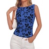 image:imageBTFBM Womens Tank Tops 2026 Summer Floral Mesh Sleeveless Boat Neck Slim Fit Shirts Casual Spring Ruched Going Out TopRoyal Blue