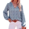 image:imageBTFBM Blouses for Women Dressy Casual Floral Summer Boho Tops V Neck Lightweight Long Sleeve Shirts Spring Clothes 2026Leopard Dark Blue