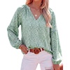 image:imageBTFBM Blouses for Women Dressy Casual Floral Summer Boho Tops V Neck Lightweight Long Sleeve Shirts Spring Clothes 2026Leopard Green