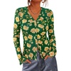 image:imageBTFBM Button Down Shirts for Women 2026 Spring Boho Tops V Neck Long Sleeve Blouses Ruched Mesh Fitted Fashion ClothingArmy Green