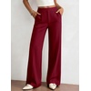 image:imageBTFBM Womens Dress Pants 2026 Fall Wide Leg High Waisted Palazzo Pants Business Casual Work Trousers Slacks PocketsBurgundy
