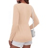 image:imageBTFBM Babydoll Tops for Women 2026 Fall Fashion Twist Front V Neck Flowy Long Sleeve Blouses Dressy Casual Peplum TopsBeige