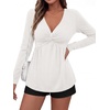 image:imageBTFBM Babydoll Tops for Women 2026 Fall Fashion Twist Front V Neck Flowy Long Sleeve Blouses Dressy Casual Peplum TopsWhite