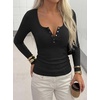 image:imageBTFBM Henley Shirts for Women Button V Neck Long Sleeve Tops Ribbed Slim Going Out Outfits Casual Fall Clothes 2026Black