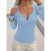 image:imageBTFBM Henley Shirts for Women Button V Neck Long Sleeve Tops Ribbed Slim Going Out Outfits Casual Fall Clothes 2026Light Blue