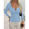 image:imageBTFBM Henley Shirts for Women Button V Neck Long Sleeve Tops Ribbed Slim Going Out Outfits Casual Fall Clothes 2026Light Blue