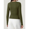 image:imageBTFBM Lace Deep V Neck Long Sleeve Shirts for Women Fitted Going Out Tops Night Out Outfits Fall Fashion Clothing 2026Army Green